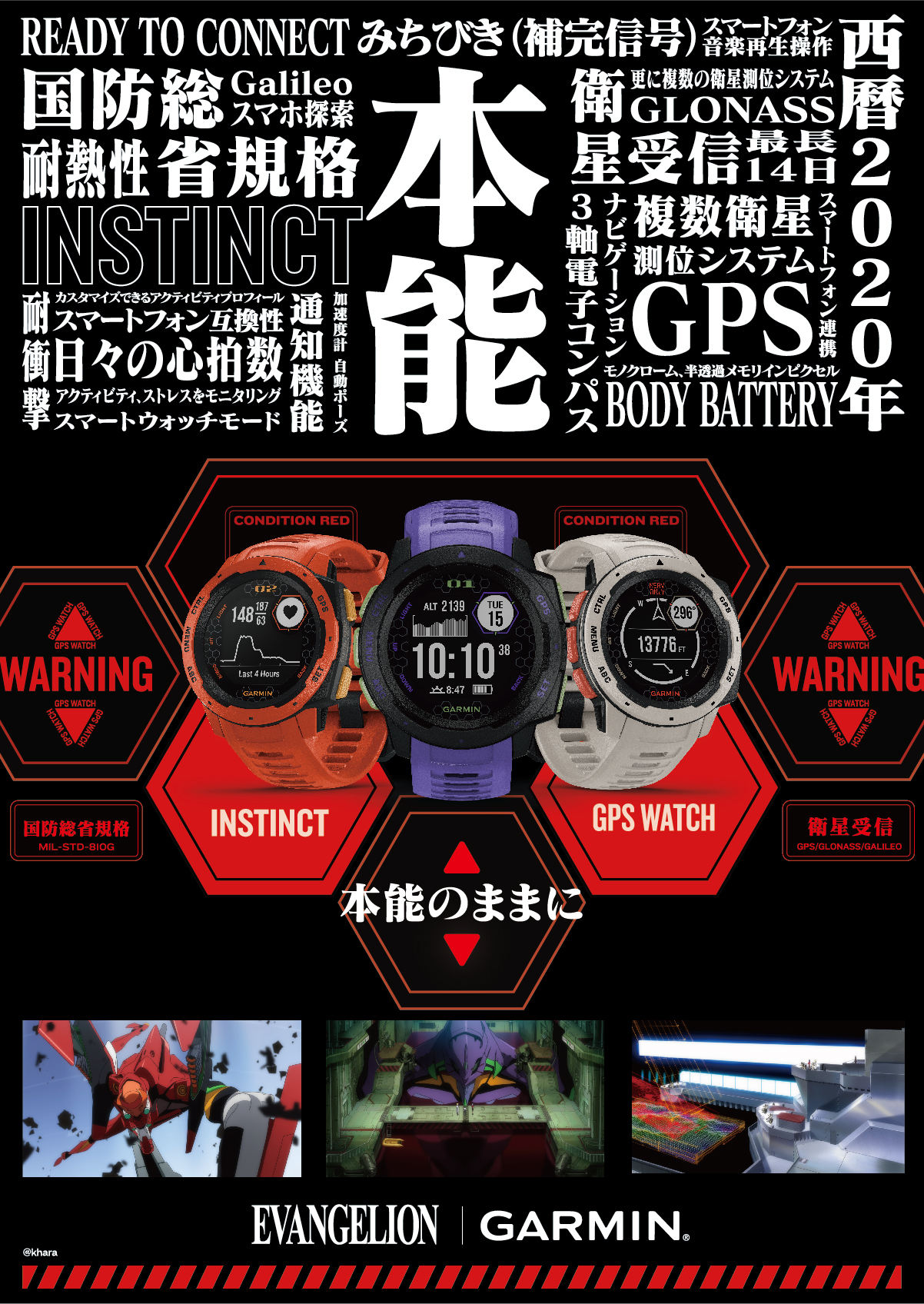 GARMIN ガーミン Instinct インスティンクト Evangelion / NERV モデル